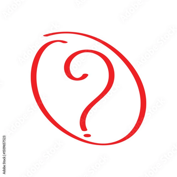 Fototapeta Red Hand-drawn Question Mark with circle