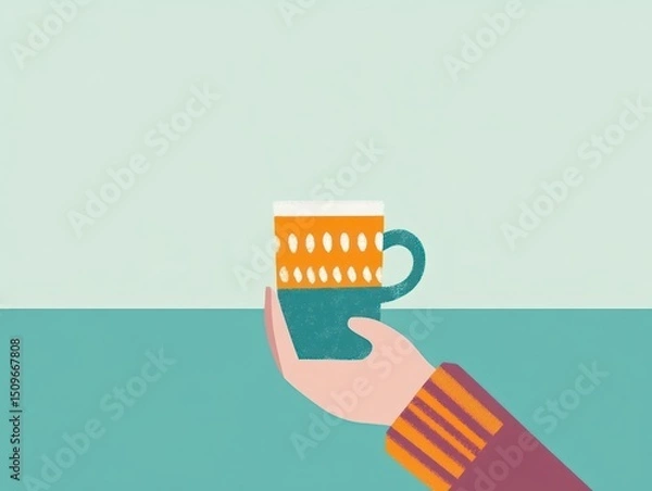Obraz Hand holding a patterned mug