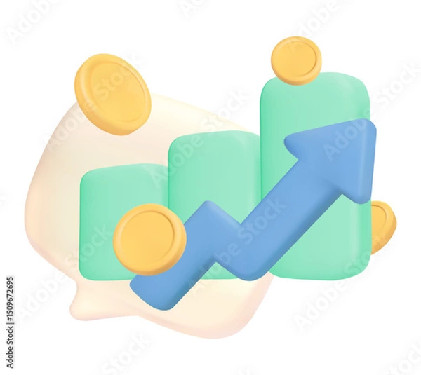 Obraz Arrow Trend Increase Leadership for successful new idea,Trade arrow 3D Design. Financial stock market Finance chart. 3d vector illustration, Editable and moveable icons