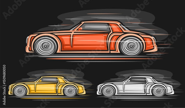 Obraz Vector colorful Coupe Cars set