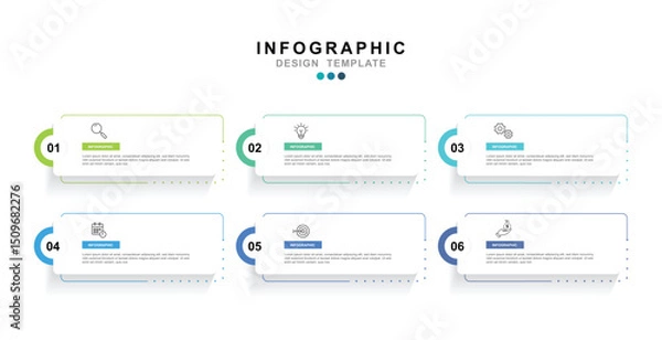 Fototapeta Infographic 6 options design elements for your business data. Vector Illustration