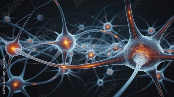 Fototapeta Intricate Neural Network: Visualizing Synaptic Connections and Brain Activity