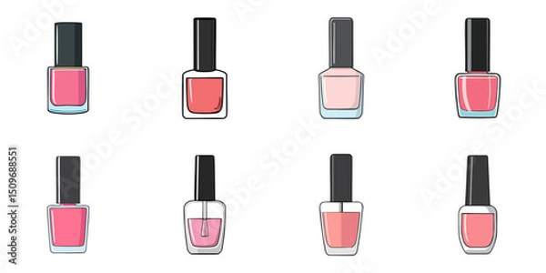 Obraz Multiple vector illustrations manicure bottles, outlines
