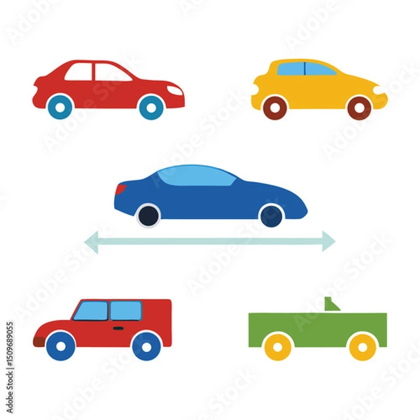 Obraz Various car representations and graphic elements
