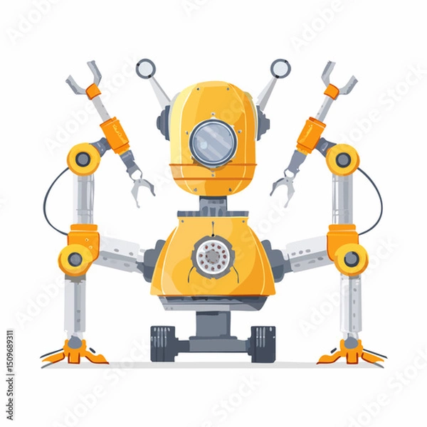 Fototapeta Detailed robotic parts drawn in vector style—ideal for building custom bots or sci-fi characters.