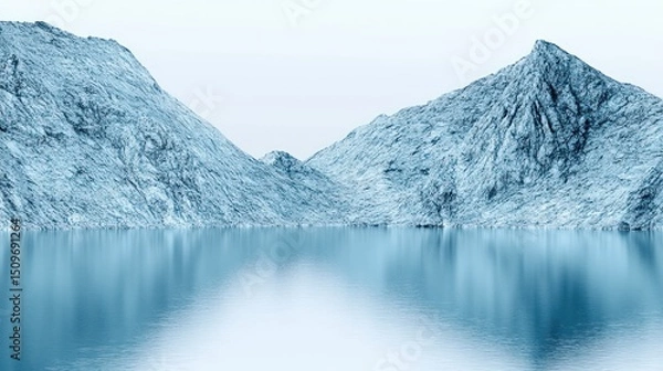 Obraz Ice-covered mountains reflected in a still lake
