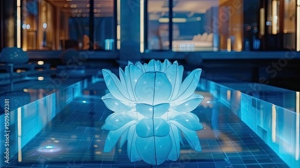 Obraz Illuminated lotus in a water feature