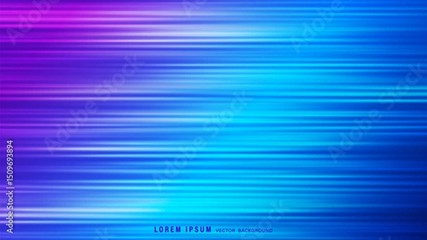 Fototapeta Futuristic digital light abstract background features dynamic horizontal motion blur effect with smooth gradient from blue, cyan, and purple