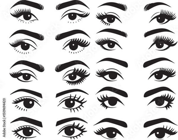 Fototapeta Collection of Eye Shapes and Makeup Styles