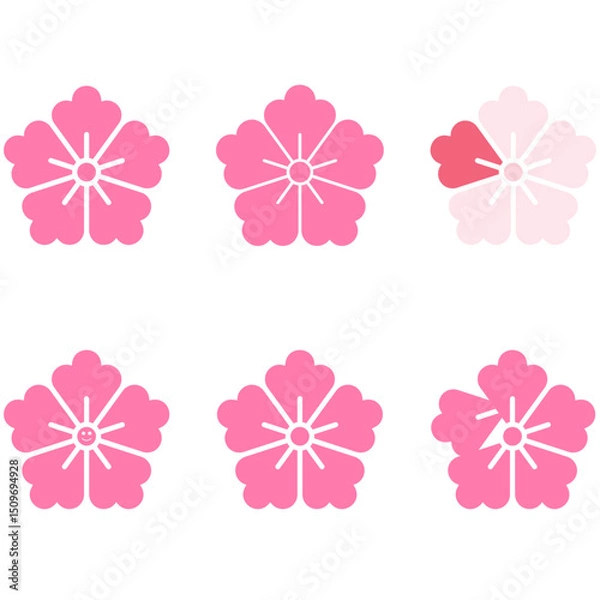 Obraz 白縁付きの桜、和風で春らしいかわいい花のイラスト