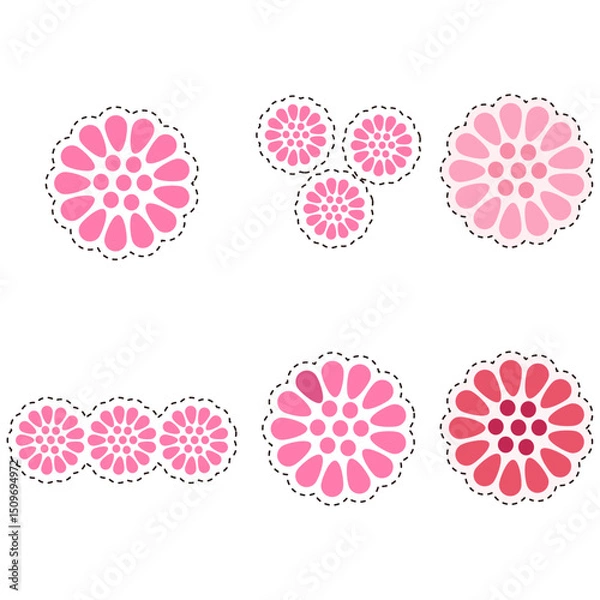 Obraz ピンクの花をモチーフにした6種のバリエーションセット