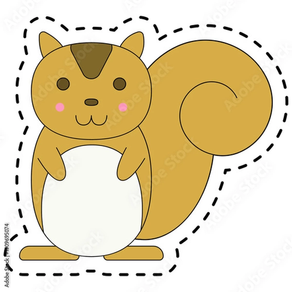 Obraz ほっこりした表情のシンプルなリスのイラスト
