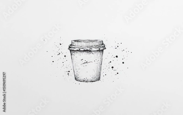 Obraz Ink drawing of a disposable coffee cup