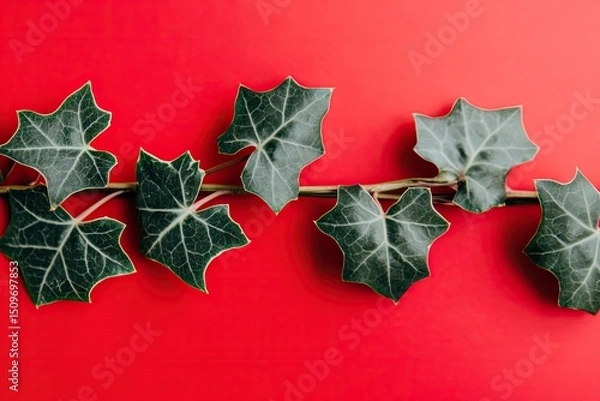 Obraz Ivy branch on red