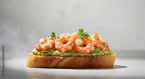 Obraz アボカドとエビのトースト 新鮮で美味しい