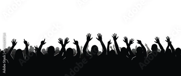 Obraz Concert Crowd Silhouette Vector – Party People Illustration