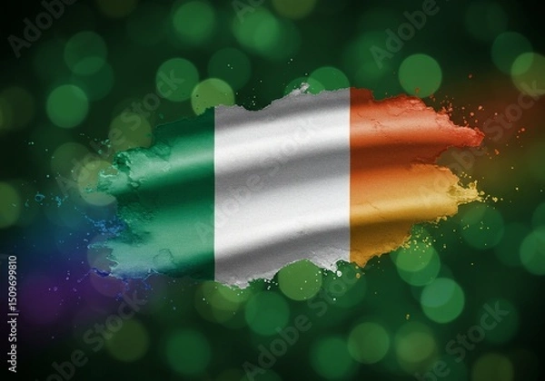 Obraz 鮮やかアイルランド旗 輝く背景 祝祭感