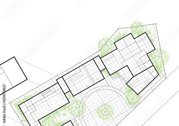 Obraz Floor plan designed building on the drawing.