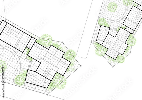 Obraz Floor plan designed building on the drawing.