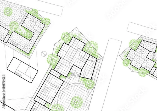 Obraz Floor plan designed building on the drawing.