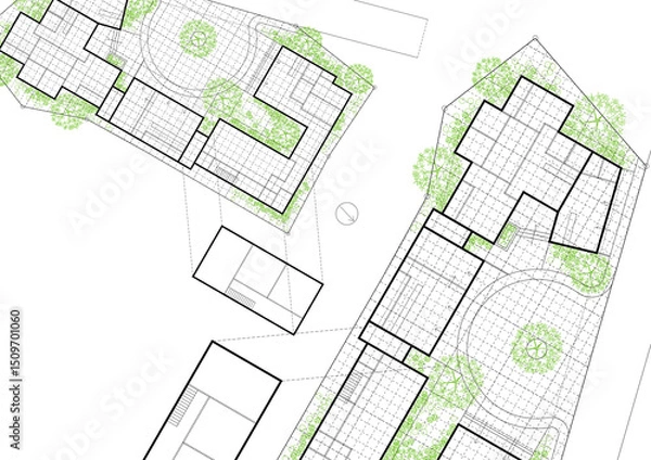 Obraz Floor plan designed building on the drawing.