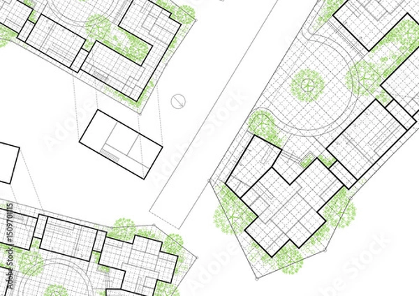 Obraz Floor plan designed building on the drawing.