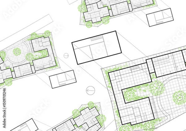 Obraz Floor plan designed building on the drawing.