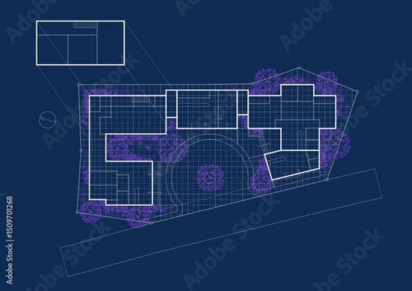 Obraz Floor plan designed building on the drawing.