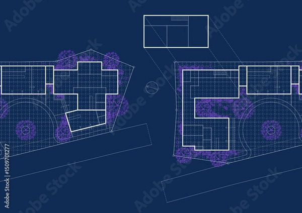 Obraz Floor plan designed building on the drawing.