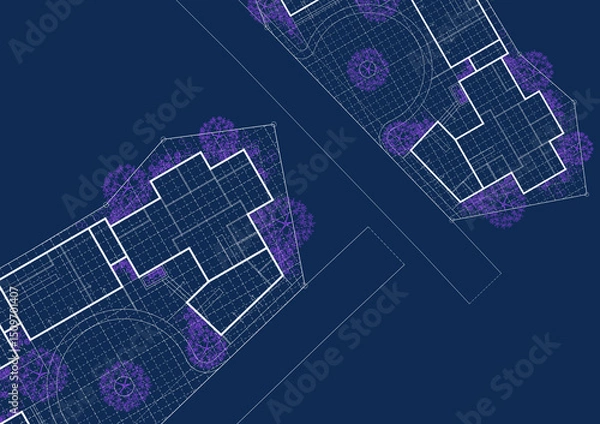 Obraz Floor plan designed building on the drawing.