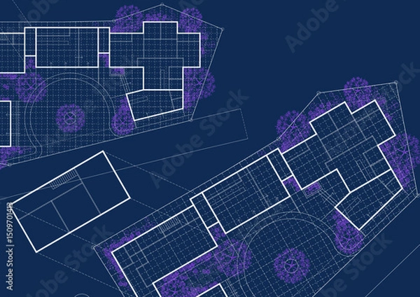 Fototapeta Floor plan designed building on the drawing.