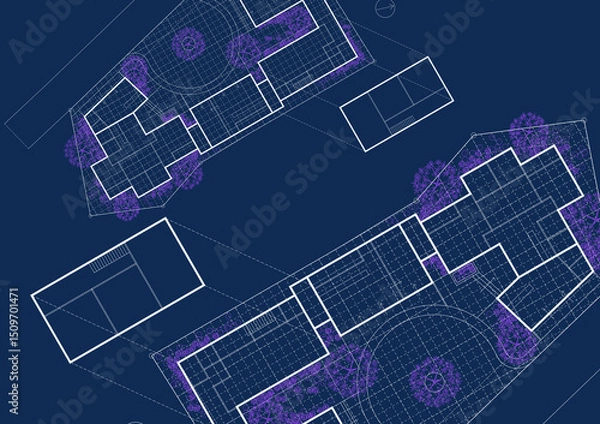 Obraz Floor plan designed building on the drawing.