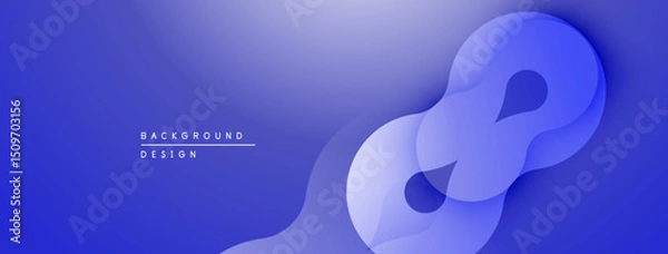 Fototapeta Abstract blue design features flowing layers, creating infinity symbol. Gradient background adds depth, modern aesthetic.