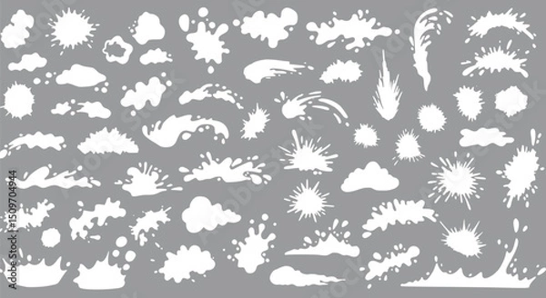 Obraz White Ink Splatter Paint Splash Milk Drop Vector Set