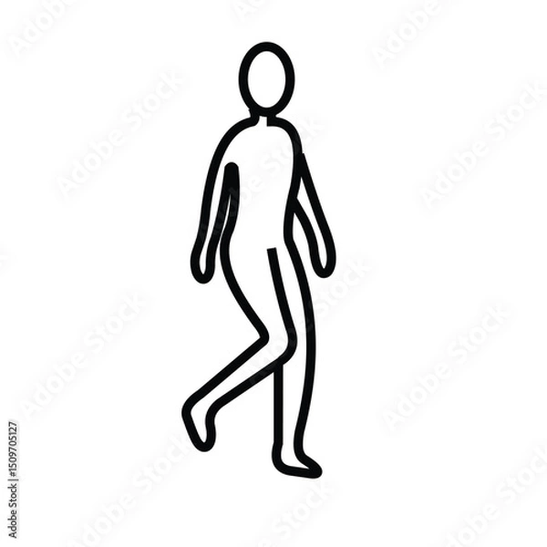Fototapeta The vector illustration icon actually looks like a general human icon, meaning it can represent a man a woman. However, it resembles a woman walking with one leg raised and a shaved head. 