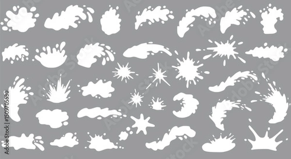 Obraz White Milk Splatter Splash Drip Blob Set Collection Vector Graphic Des