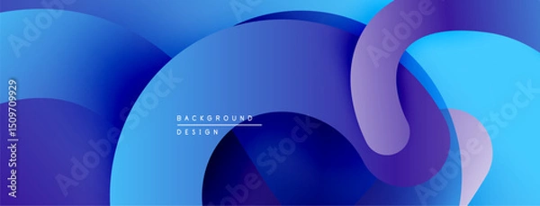 Fototapeta Abstract fluid shapes, blue purple gradients. Modern design, smooth curves create dynamic composition. Minimalist aesthetic.