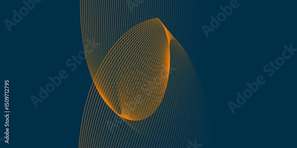 Fototapeta Futuristic technology abstract blend background with dark and bright color line glowing curve wave pattern, minimal wavy line background with geometric shape and dynamic color on dark texture design.