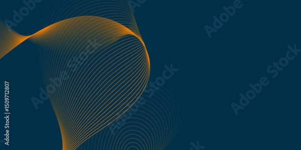 Fototapeta Futuristic technology abstract blend background with dark and bright color line glowing curve wave pattern, minimal wavy line background with geometric shape and dynamic color on dark texture design.