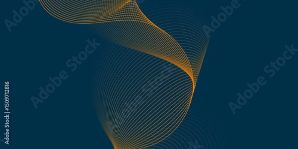 Fototapeta Futuristic technology abstract blend background with dark and bright color line glowing curve wave pattern, minimal wavy line background with geometric shape and dynamic color on dark texture design.