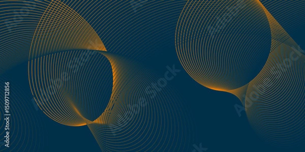 Fototapeta Futuristic technology abstract blend background with dark and bright color line glowing curve wave pattern, minimal wavy line background with geometric shape and dynamic color on dark texture design.