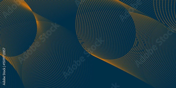 Fototapeta Futuristic technology abstract blend background with dark and bright color line glowing curve wave pattern, minimal wavy line background with geometric shape and dynamic color on dark texture design.