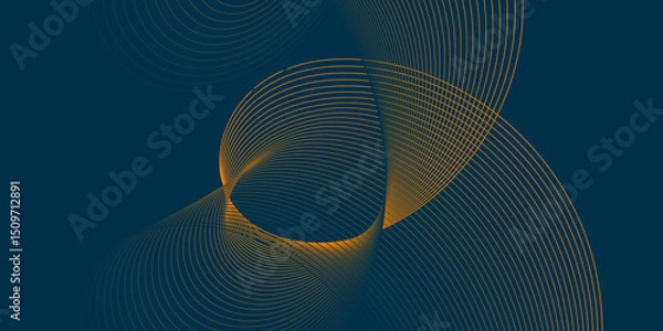 Fototapeta Futuristic technology abstract blend background with dark and bright color line glowing curve wave pattern, minimal wavy line background with geometric shape and dynamic color on dark texture design.