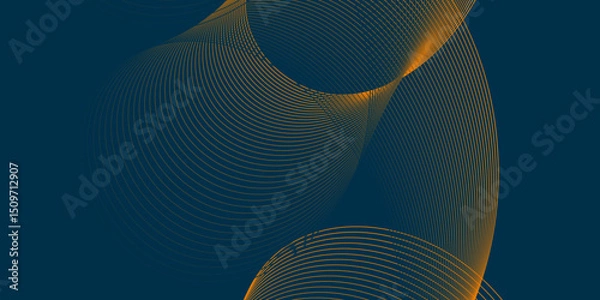Fototapeta Futuristic technology abstract blend background with dark and bright color line glowing curve wave pattern, minimal wavy line background with geometric shape and dynamic color on dark texture design.