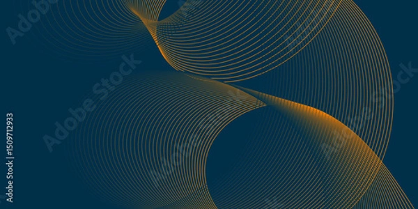 Obraz Futuristic technology abstract blend background with dark and bright color line glowing curve wave pattern, minimal wavy line background with geometric shape and dynamic color on dark texture design.
