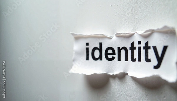 Fototapeta Torn Paper with the Word "Identity" (Clean Rip)