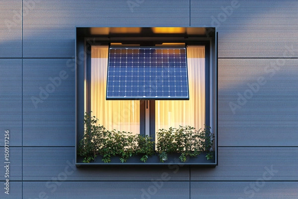 Obraz A transparent solar panel installed in a window