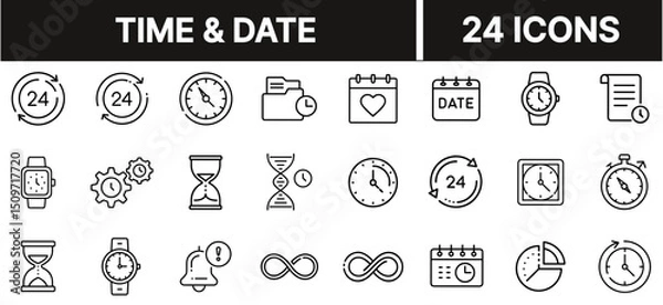 Fototapeta Time and Date Icon with Clock and Calendar Symbol Representing Scheduling, Deadlines, and Event Planning