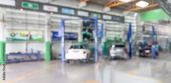 Obraz car service centre auto repair workshop blurred background
