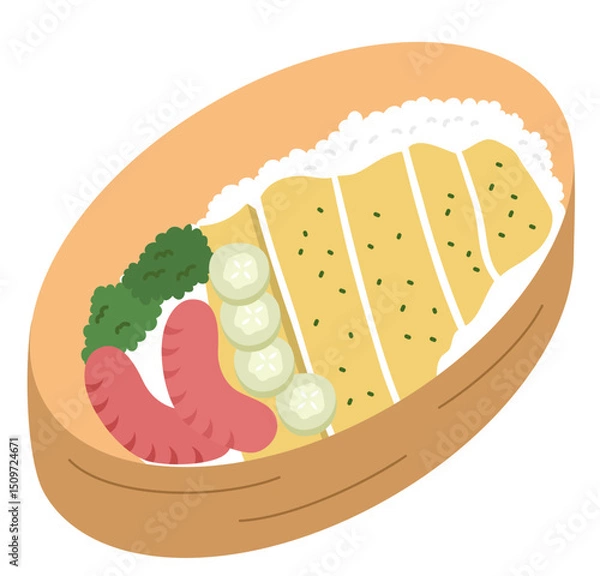 Fototapeta Lunch box vector icon, Lunchbox set with healthy food